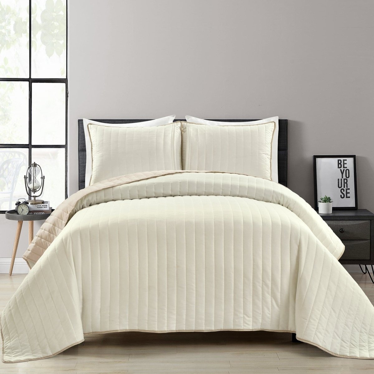 Soft Stripe All Season Quilt/coverlet Set