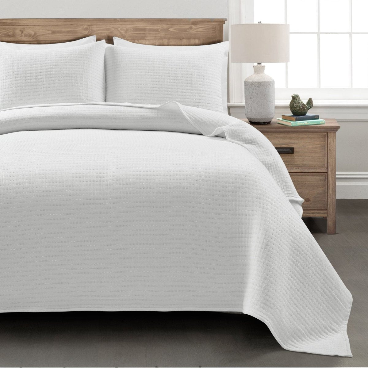 Solid Kantha Pick Stitch Yarn Dyed Cotton Woven Quilt/coverlet Set