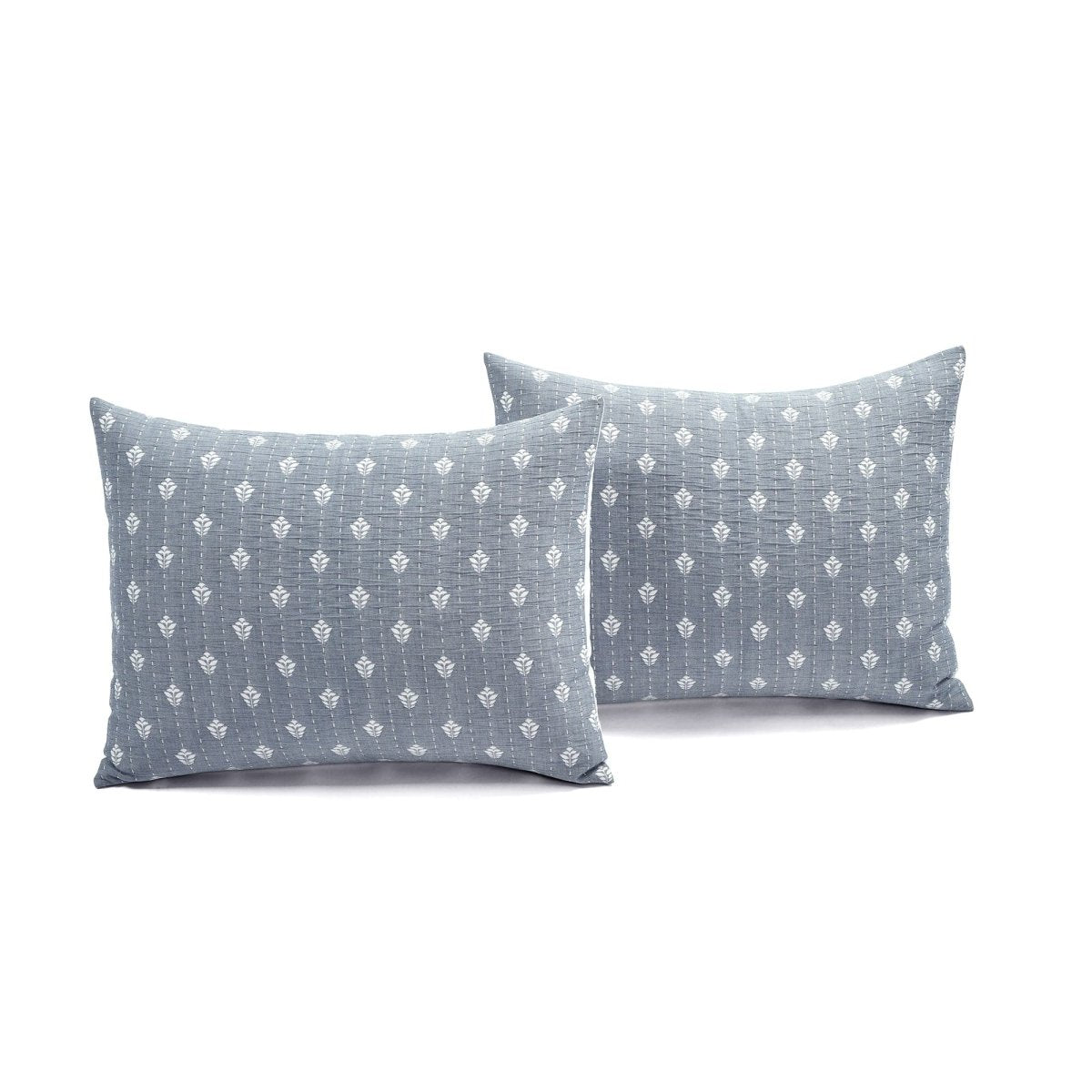Hygge Kantha Pick Stitch Yarn Dyed Cotton Jacquard Quilt/coverlet Set