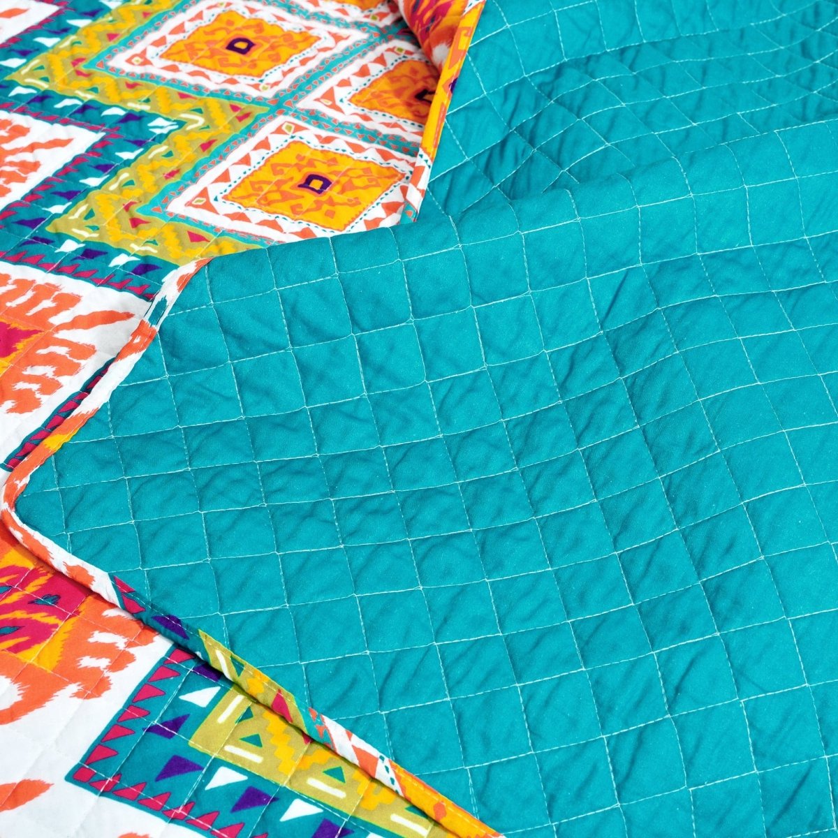 Boho Chevron Reversible Cotton Quilt 3 Piece Set