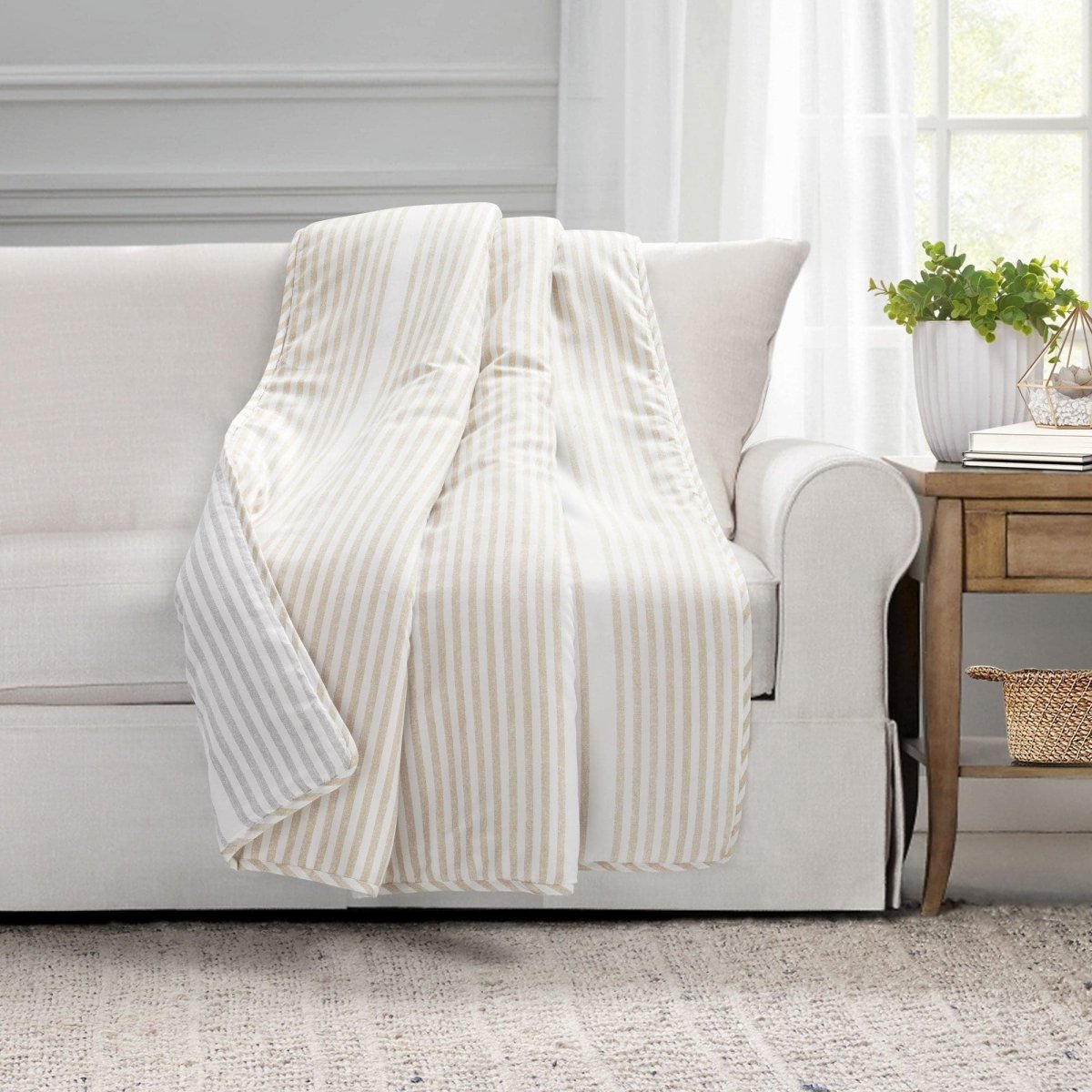 Drew Stripe Silver-infused Antimicrobial Throw