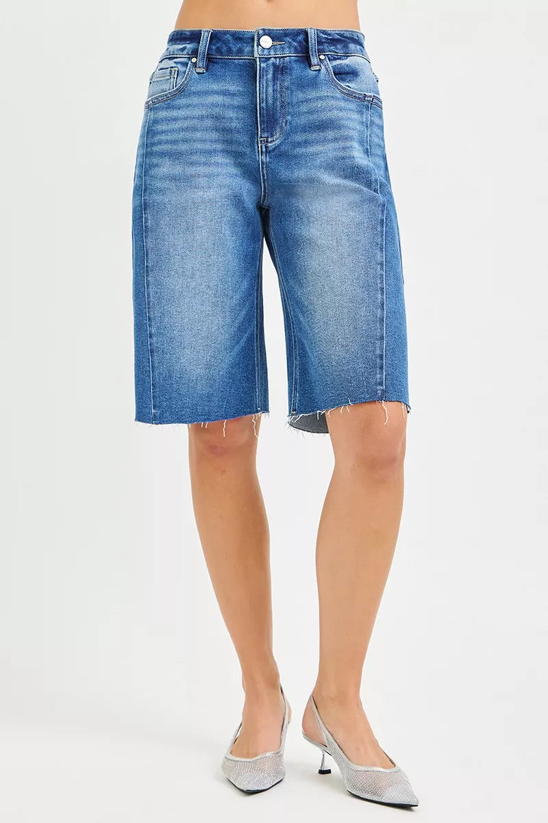 Risen Raw Hem Slouchy Seamed Jorts