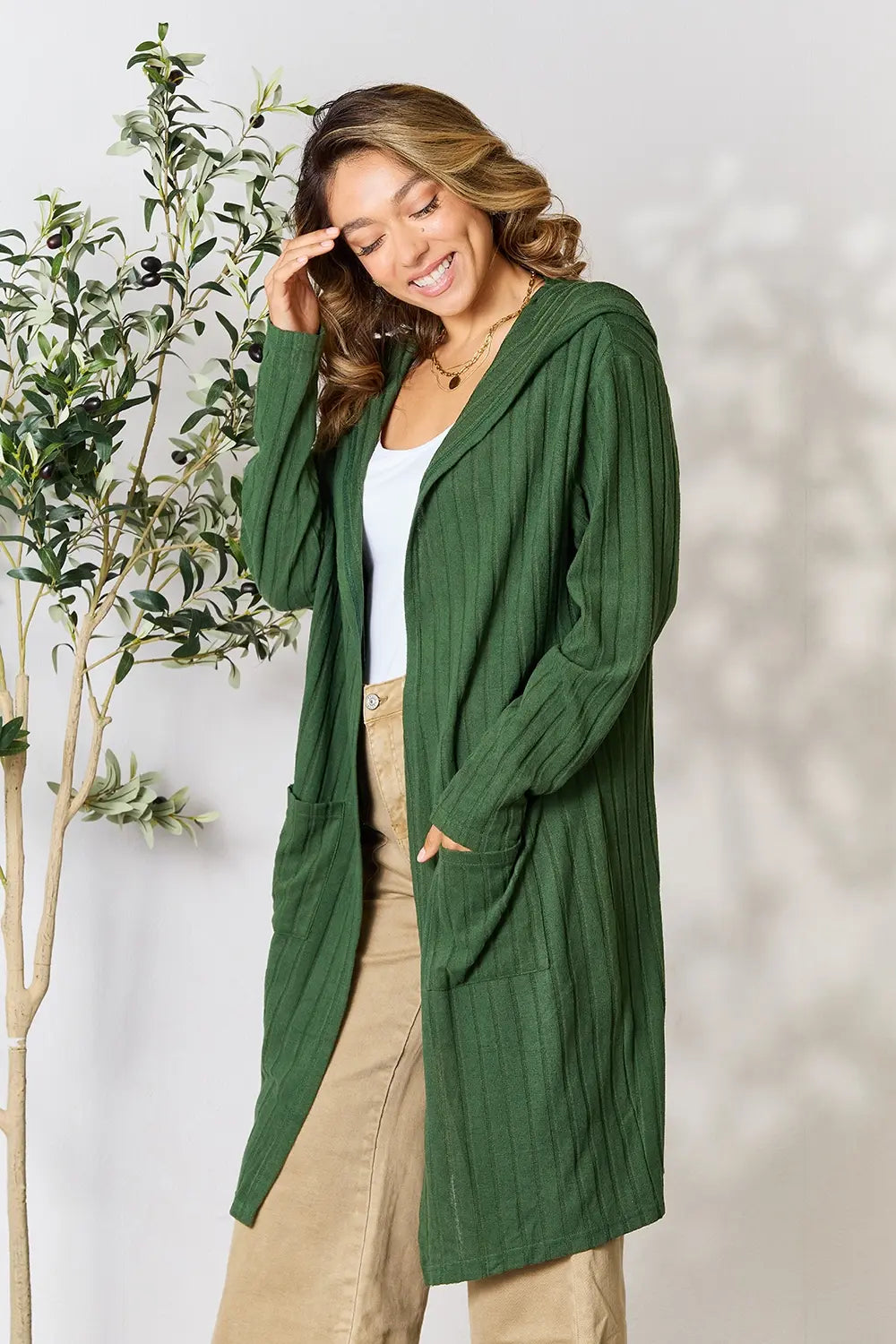 Basic Bae Full Size Hooded Sweater Cardigan | Includes Plus Size