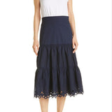 Veronica Beard Women's White Amaia Tiered Eyelet Dress Size Large