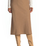 VINCE Brushed Flannel Wool Blend Midi Skirt in Dark Taupe , Size 2 Taupe