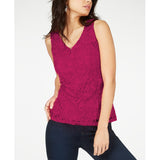 Thalia Sodi Women's Lace Zipper Front Top Pink Size Small