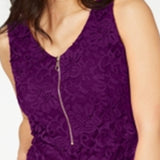 Thalia Sodi Women's Lace Zipper Front Top Purple Size X-Large
