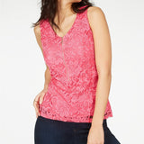 Thalia Sodi Women's Lace Zipper Front Top Pink
