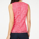 Thalia Sodi Women's Lace Zipper Front Top Pink