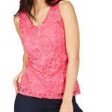 Thalia Sodi Women's Lace Zipper Front Top Pink
