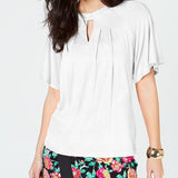 Thalia Sodi Women's Keyhole Top White Size Large