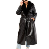 Danielle Bernstein Women's Faux Fur Long Jacket Black Size 2X