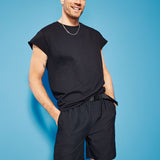 Royalty By Maluma Men's Relaxed Fit Belted 7 Swim Trunks Black Size XX-Large