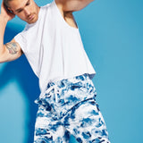 Royalty by Maluma Men's Relaxed-Fit Wave-Print Convertible Utility Pants Blue Size L