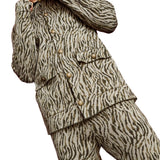 Royalty by Maluma Men's Relaxed Fit Jacquard Sweater Jacket Beige Size X-Large
