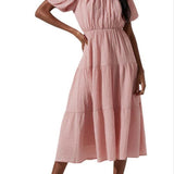 Astr The Label Pink Tiered Dress - Size Large