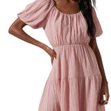 Astr The Label Pink Tiered Dress - Size Large