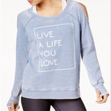 ID Ideology Women's Graphic Cold Shoulder Top Blue