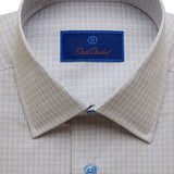 David Donahue Fine Check Dress Shirt, Dune - Size 16.5 32