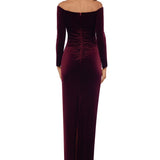 XSCAPE Women's Long Sleeve Off Shoulder Full Length Sheath Evening Dress Red Size 4