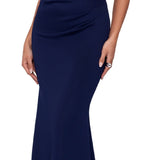XSCAPE Women's Cross Front Off The Shoulder Gown Blue Size 12