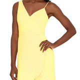XSCAPE Women's Ruffled High Low Midi Sheath Dress Yellow Size 10