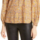 Rebecca Taylor Speckled Fleur Marig Abstract Floral Blouse, Size 12
