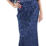 Mac Duggal Womens Beaded Capelet Evening Dress Navy Size 10