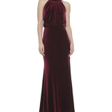 Eliza J Women's Halter Neck Blouson Sleeveless Velvet Gown Red Size 4 Petite