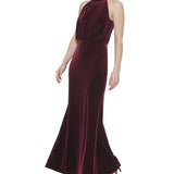 Eliza J Women's Halter Neck Blouson Sleeveless Velvet Gown Red Size 4 Petite