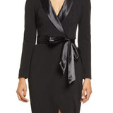 Eliza J Tuxedo Gown, Long Sleeve, Black, Size 10