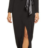 Eliza J Tuxedo Gown, Long Sleeve, Black, Size 10