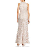 Eliza J Beige/White Floral Appliqué Gown Size 2