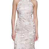 Eliza J Beige/White Floral Appliqué Gown Size 2
