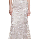Eliza J Beige/White Floral Appliqué Gown Size 2