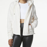 Marc New York Women's Faux Fur Bubble Jacket With Hood White Size Small
