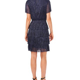 MSK Women's Metallic Tiered Fit & Flare Dress Blue Size X-Large