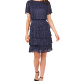 MSK Women's Metallic Tiered Fit & Flare Dress Blue Size X-Large