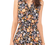 MSK Women's Floral Print Smocked Waist Tiered Maxi Dress Black Size X-Large
