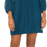MSK Women's Cold Shoulder Split Neck Dress Blue Size Large