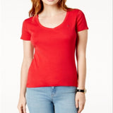 Tommy Hilfiger Women's V Neck T-Shirt Red Size Medium