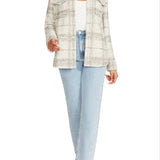 Steve Madden's BB Dakota Courtside Shacket, Ivory Plaid, Size XL
