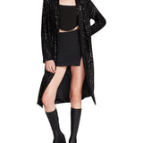 Steve Madden Show Stopper Sequin Duster Jacket Black