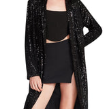 Steve Madden Show Stopper Sequin Duster Jacket Black