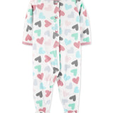 Carter's Baby Girl's Hearts Fleece Sleep 'N' Play Footed Coveralls White Size 9MOS