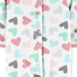 Carter's Baby Girl's Hearts Fleece Sleep 'N' Play Footed Coveralls White Size 9MOS