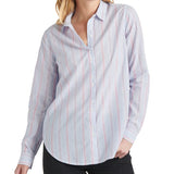 Lucky Brand Women's Classic Stripe Button Up Shirt Blue Size X-Large