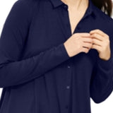 Eileen Fisher Women's Point Collar Button Up Tunic Blue Size Medium