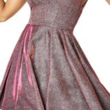 Sequin Hearts Women's Shimmering Sleeveless V Neck Above The Knee Fit Flare Evening Dress Pink Size 0