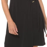 Michael Kors Women's Ring Faux Wrap Dress Black Size Petite Large